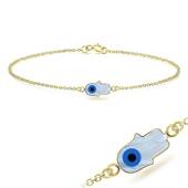 Evil Eye Hamsa Shape Silver Bracelet BRS-205-GP